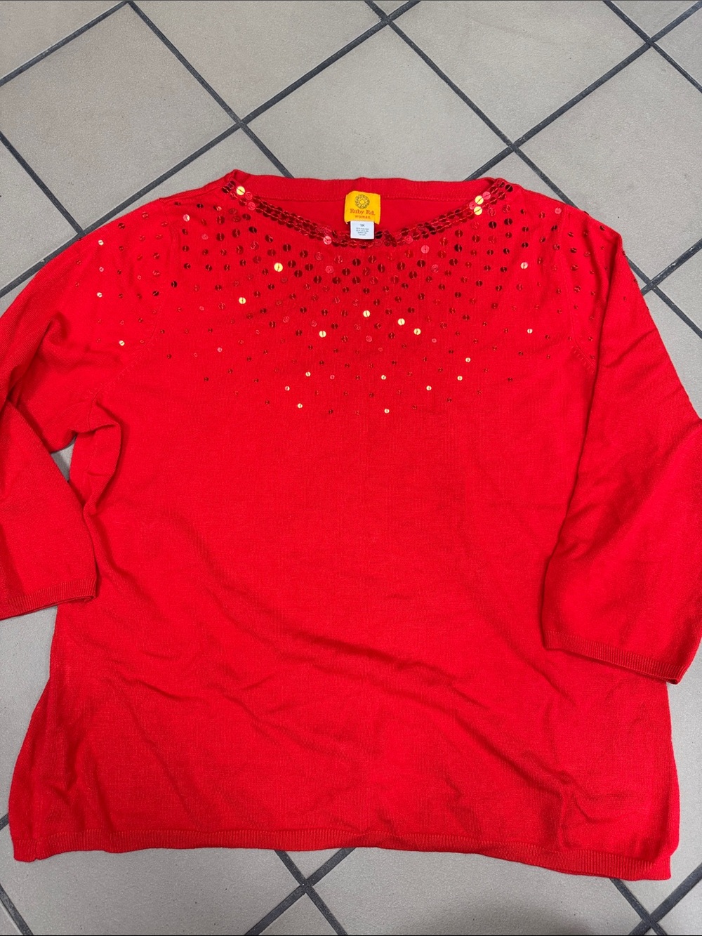 Ruby Rd. Red Sequin Accent Women’s Sweater Top